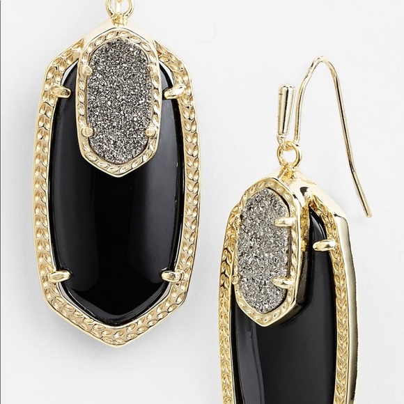 ✨Retired Kendra Scott Earrings | black + drusy - Picture 3 of 3